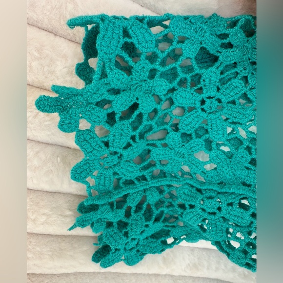 Teal Crochet Knit Top/Coverup - Picture 5 of 15